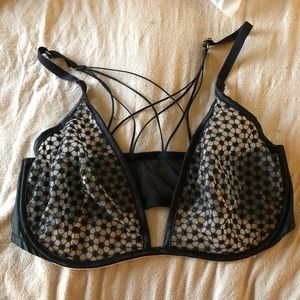 Black Mesh Strappy Victoria Secret Bra 38DD